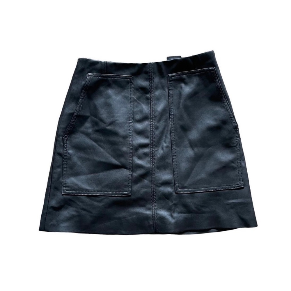 h&m black leather skirt size 4